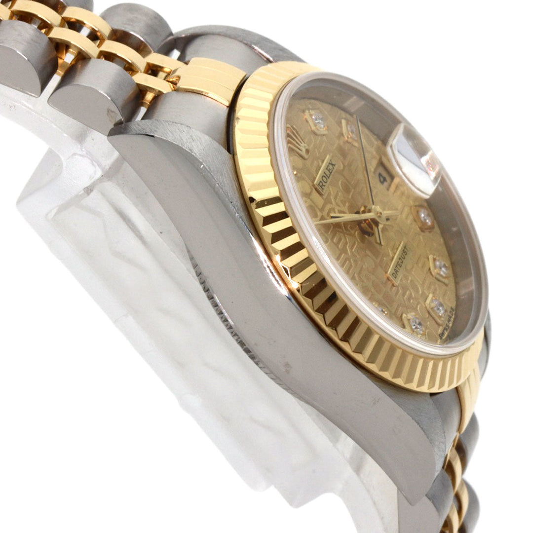 ROLEX Watches Mechanical Automatic 69173G Stainless Steel , SSxK18YG gold Datejust 10P Diamond Champagne gold CP dial Women Used Authentic