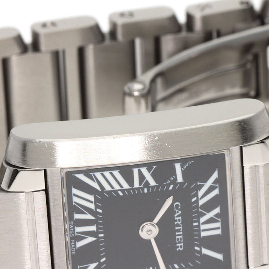 CARTIER Watches Quartz W51026Q3 Stainless Steel , Stainless Steel Silver Tank Francaise SM Asia Limited black dial Women Used Authentic