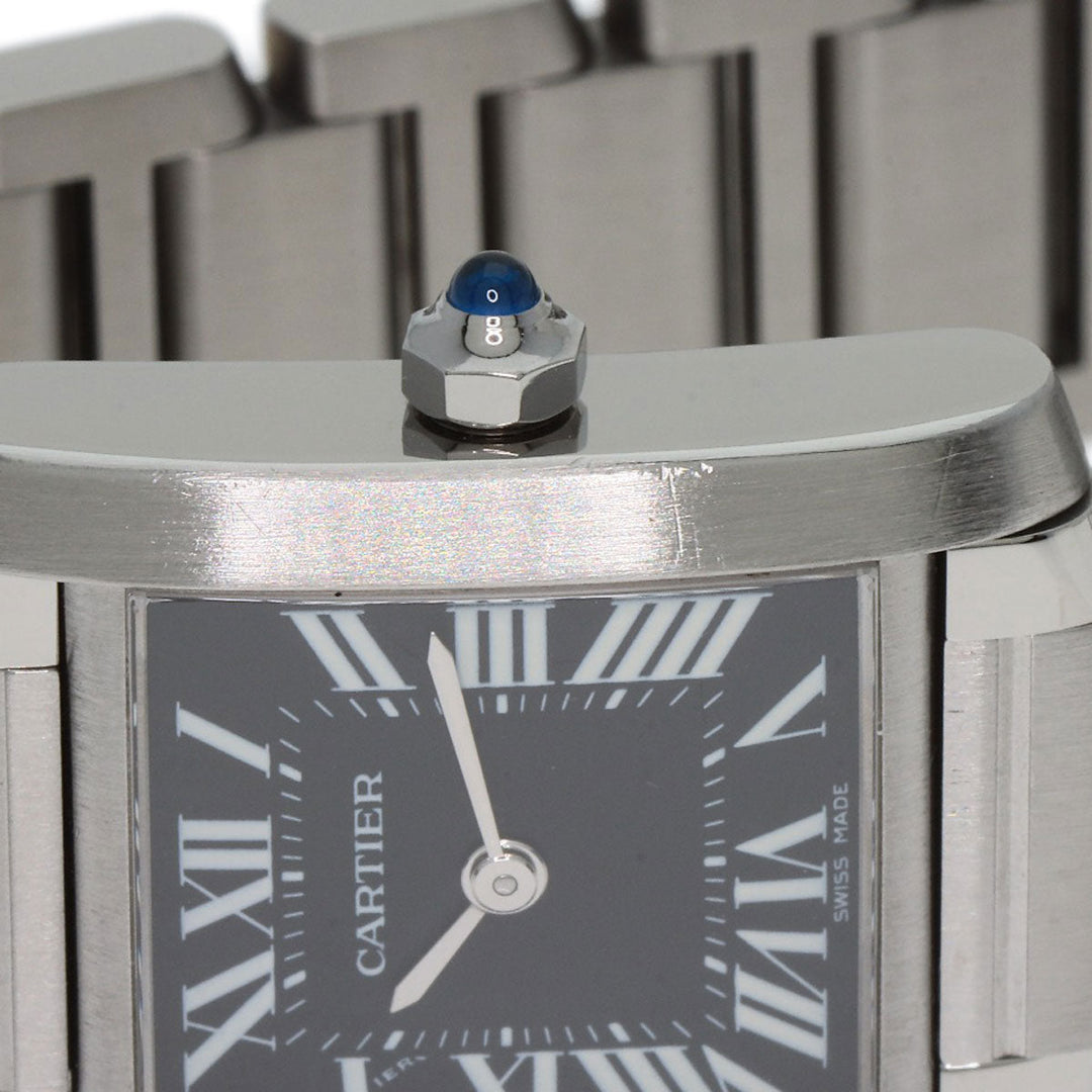 CARTIER Watches Quartz W51026Q3 Stainless Steel , Stainless Steel Silver Tank Francaise SM Asia Limited black dial Women Used Authentic