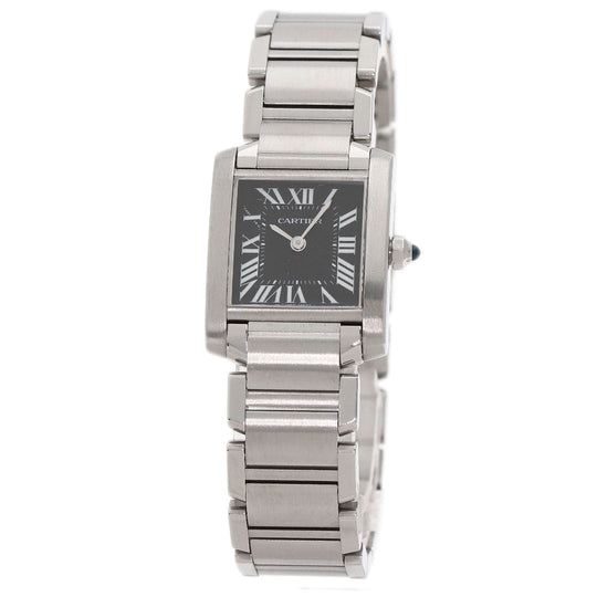 CARTIER Watches Quartz W51026Q3 Stainless Steel , Stainless Steel Silver Tank Francaise SM Asia Limited black dial Women Used Authentic