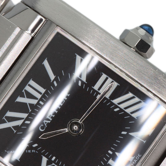 CARTIER Watches Quartz W51026Q3 Stainless Steel , Stainless Steel Silver Tank Francaise SM Asia Limited black dial Women Used Authentic
