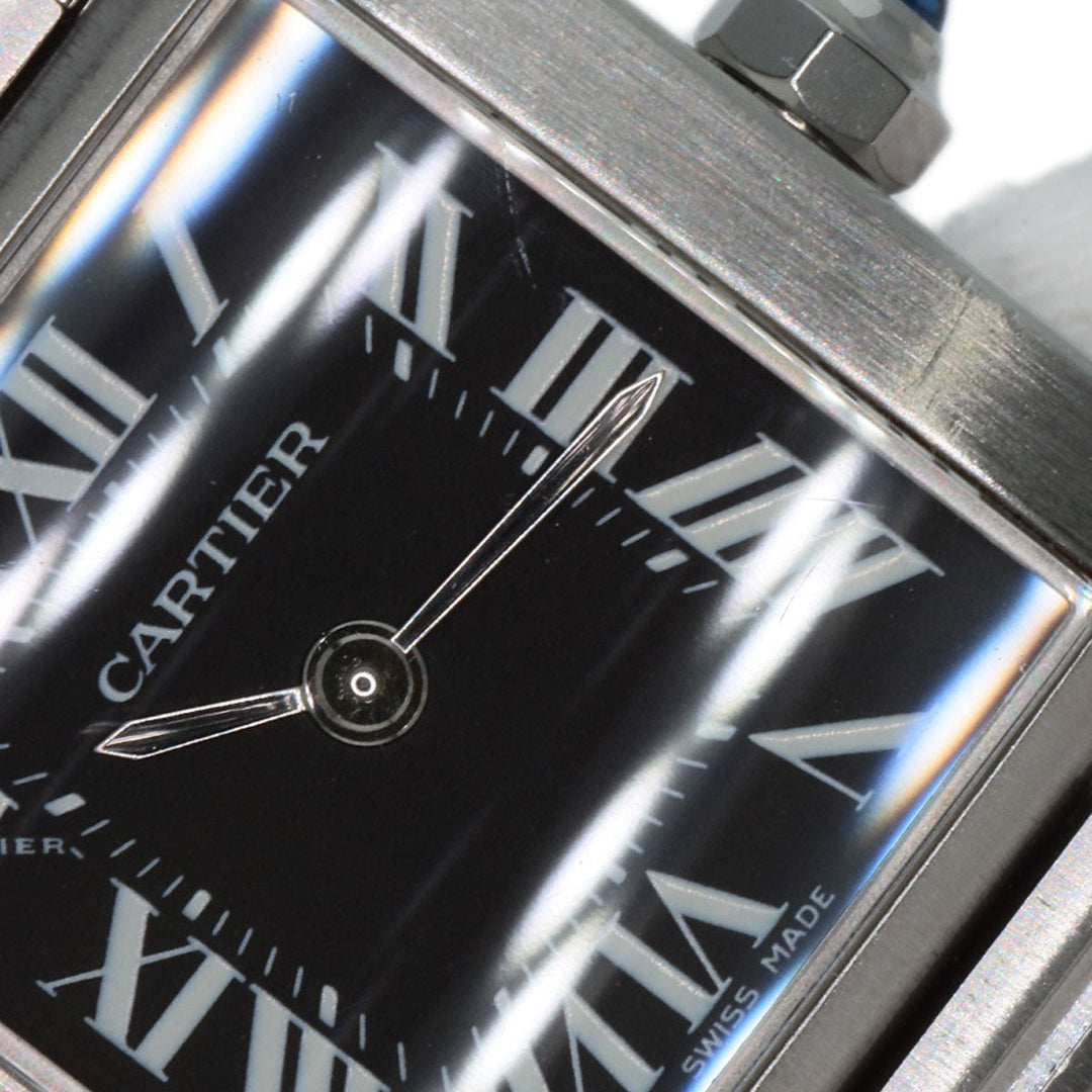 CARTIER Watches Quartz W51026Q3 Stainless Steel , Stainless Steel Silver Tank Francaise SM Asia Limited black dial Women Used Authentic