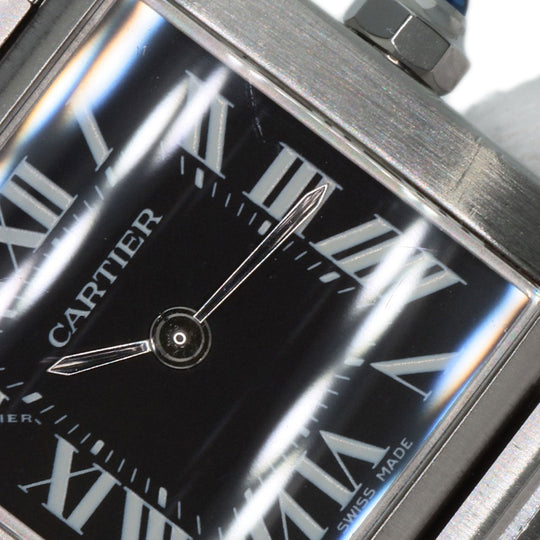 CARTIER Watches Quartz W51026Q3 Stainless Steel , Stainless Steel Silver Tank Francaise SM Asia Limited black dial Women Used Authentic