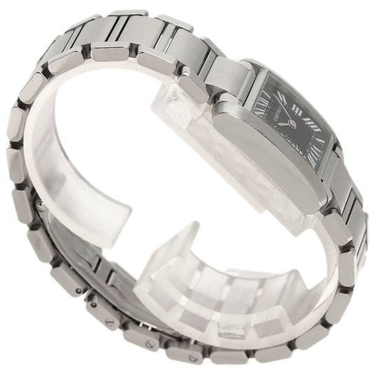 CARTIER Watches Quartz W51026Q3 Stainless Steel , Stainless Steel Silver Tank Francaise SM Asia Limited black dial Women Used Authentic