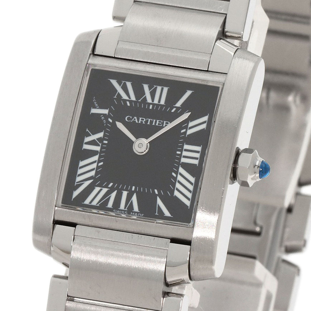 CARTIER Watches Quartz W51026Q3 Stainless Steel , Stainless Steel Silver Tank Francaise SM Asia Limited black dial Women Used Authentic