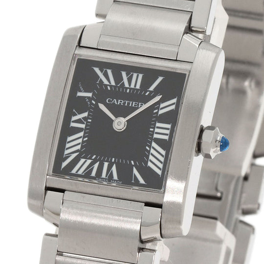 CARTIER Watches Quartz W51026Q3 Stainless Steel , Stainless Steel Silver Tank Francaise SM Asia Limited black dial Women Used Authentic
