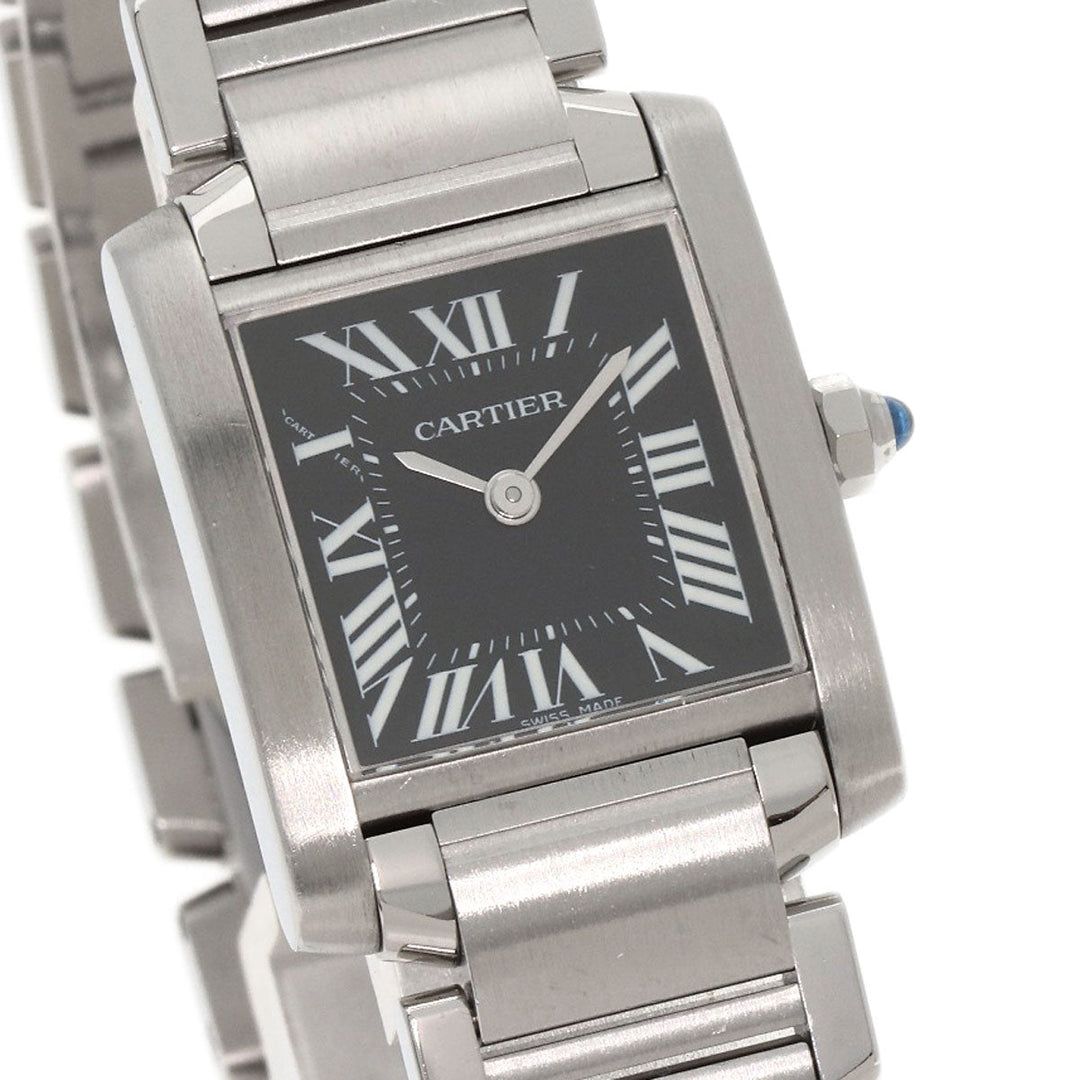 CARTIER Watches Quartz W51026Q3 Stainless Steel , Stainless Steel Silver Tank Francaise SM Asia Limited black dial Women Used Authentic
