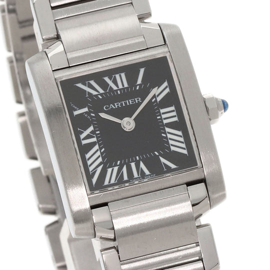 CARTIER Watches Quartz W51026Q3 Stainless Steel , Stainless Steel Silver Tank Francaise SM Asia Limited black dial Women Used Authentic