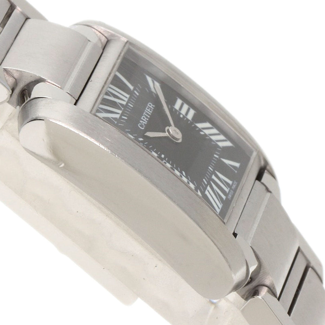 CARTIER Watches Quartz W51026Q3 Stainless Steel , Stainless Steel Silver Tank Francaise SM Asia Limited black dial Women Used Authentic