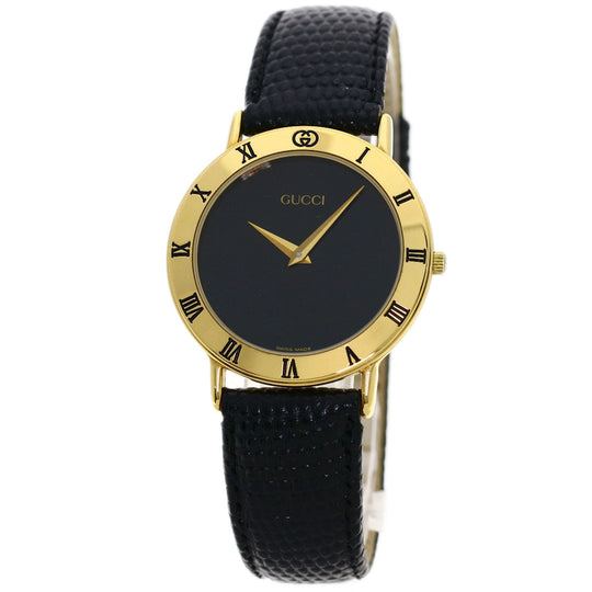 GUCCI Watches Quartz 3000.2M Gold Plated gold Round face black dial