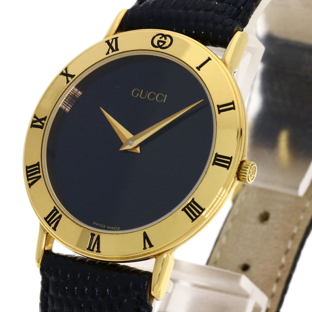 GUCCI Watches Quartz 3000.2M Gold Plated gold Round face black dial