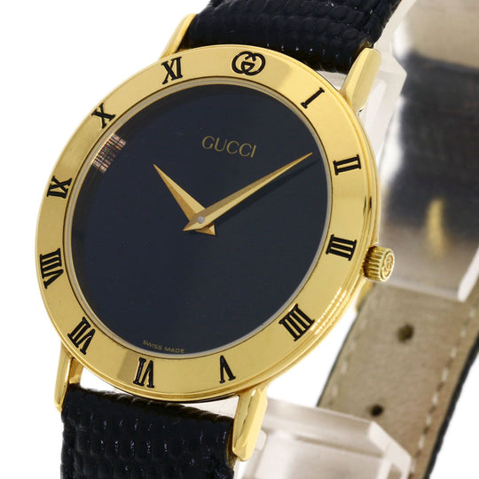 GUCCI Watches Quartz 3000.2M Gold Plated gold Round face black dial