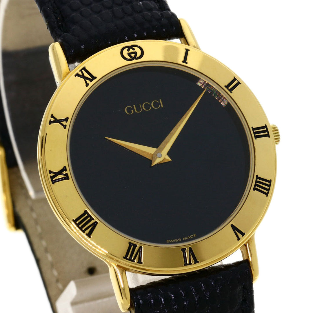 GUCCI Watches Quartz 3000.2M Gold Plated gold Round face black dial