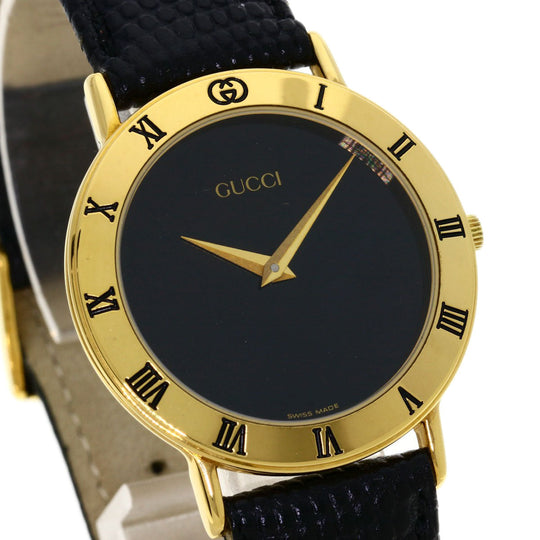 GUCCI Watches Quartz 3000.2M Gold Plated gold Round face black dial