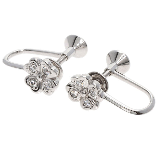 MIKIMOTO Earring K18WG Silver Diamond Four-leaf clover Women Used Authentic