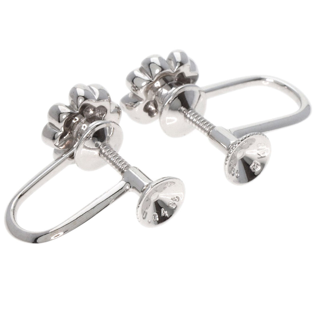 MIKIMOTO Earring K18WG Silver Diamond Four-leaf clover Women Used Authentic