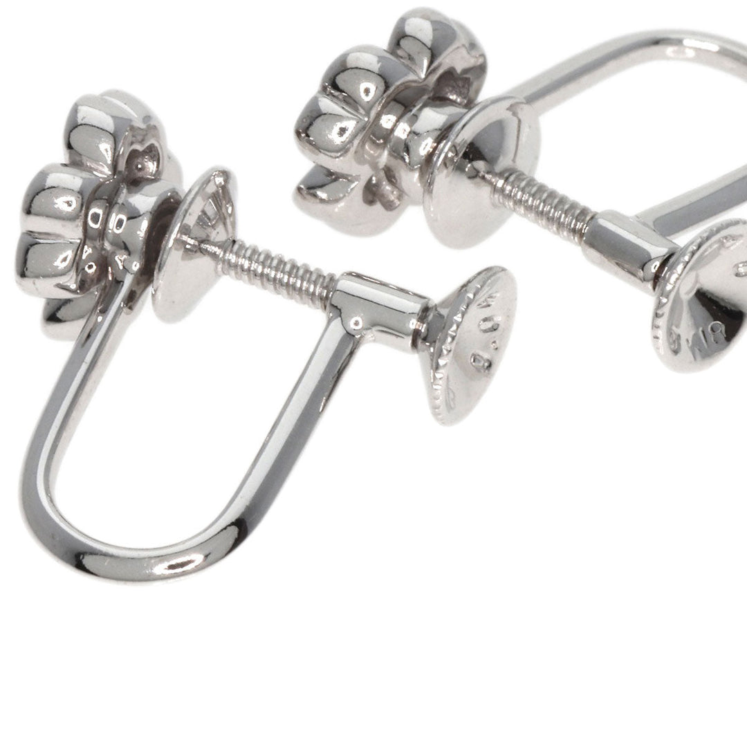 MIKIMOTO Earring K18WG Silver Diamond Four-leaf clover Women Used Authentic