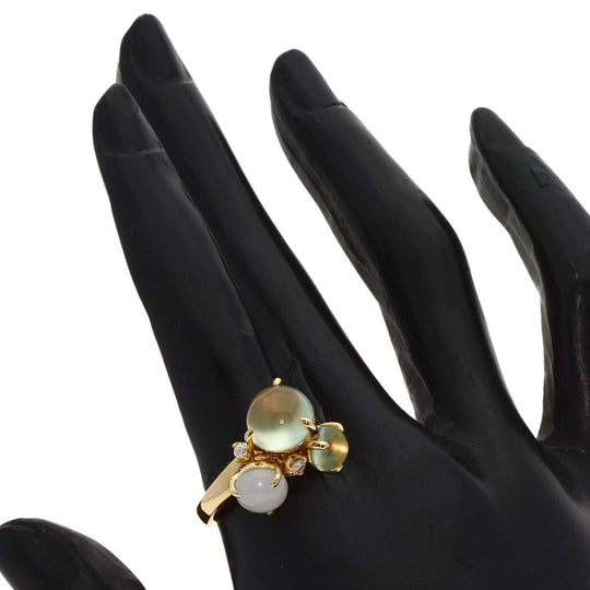 CELINE Ring 18K Yellow Gold gold Prehnite Moonstone Diamond Women Used Authentic