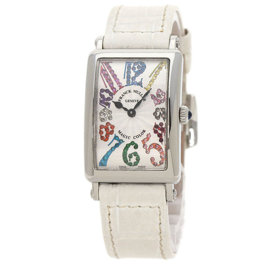 FRANCK MULLER Watches Quartz 902QZMAGCOL Stainless Steel, Leather Silver Long Island Magic Color Silver dial Women Used Authentic