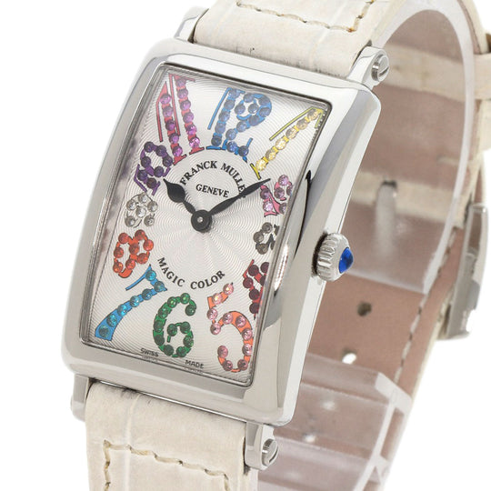 FRANCK MULLER Watches Quartz 902QZMAGCOL Stainless Steel, Leather Silver Long Island Magic Color Silver dial Women Used Authentic