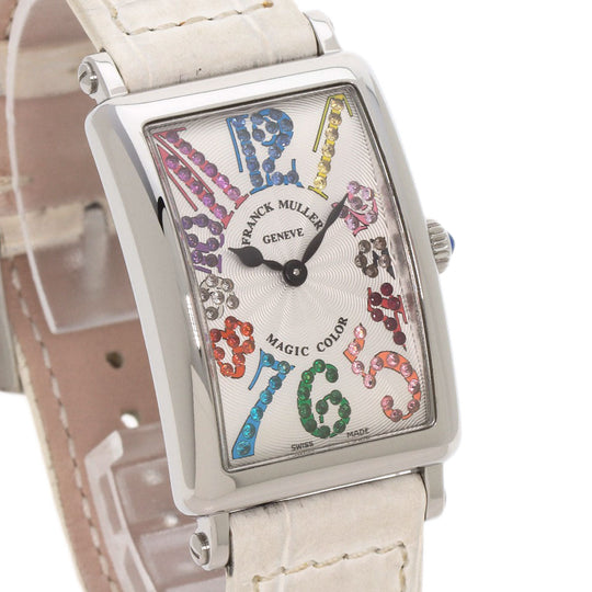 FRANCK MULLER Watches Quartz 902QZMAGCOL Stainless Steel, Leather Silver Long Island Magic Color Silver dial Women Used Authentic