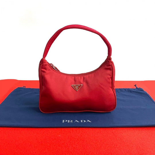 PRADA Handbag Nylon Red