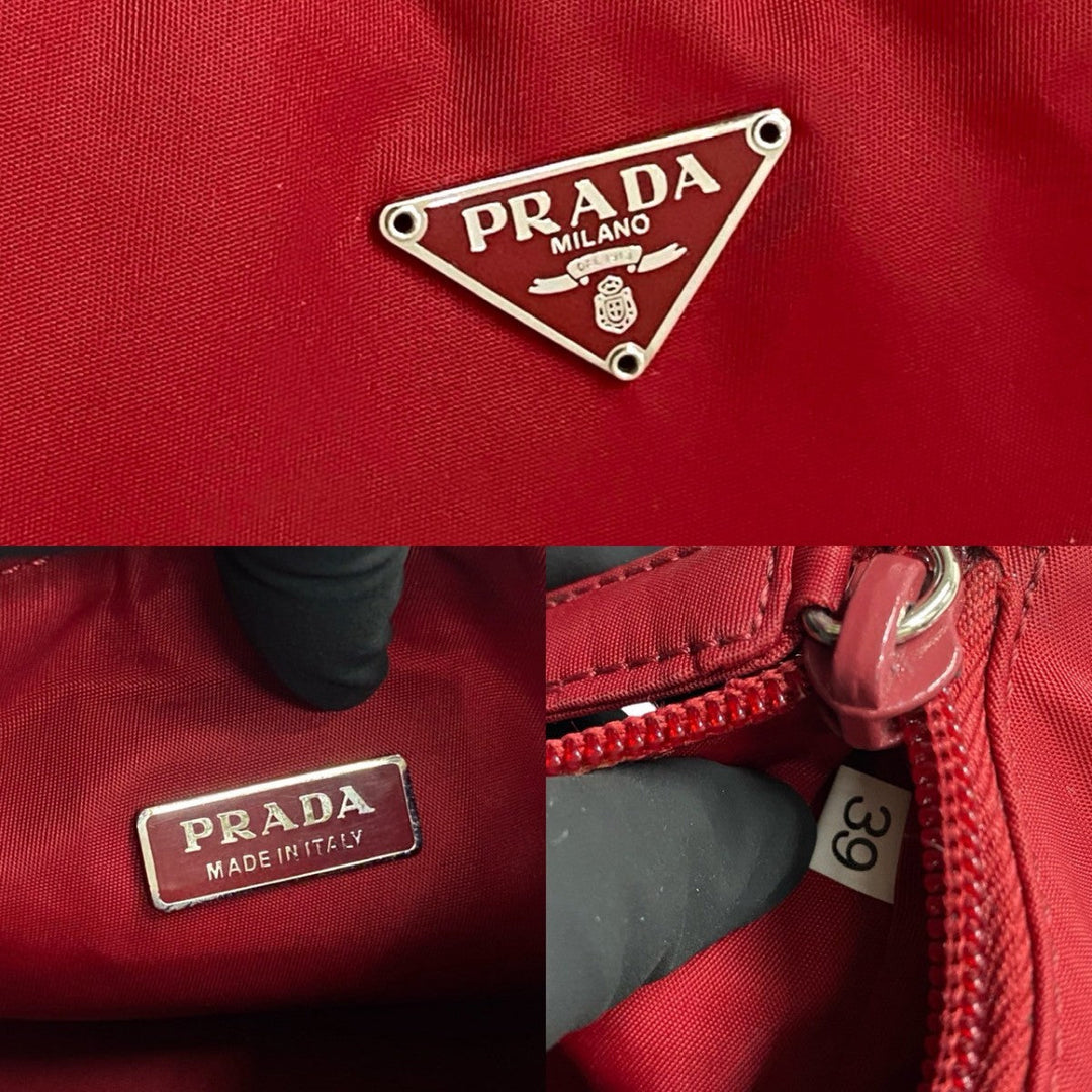PRADA Handbag Nylon Red