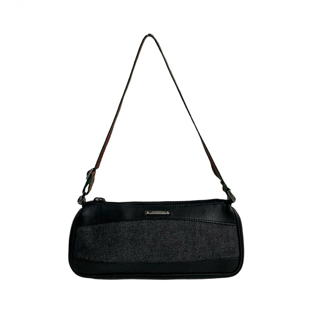 GUCCI Shoulder Bag leather black Sherry line