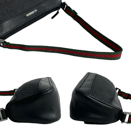 GUCCI Shoulder Bag leather black Sherry line