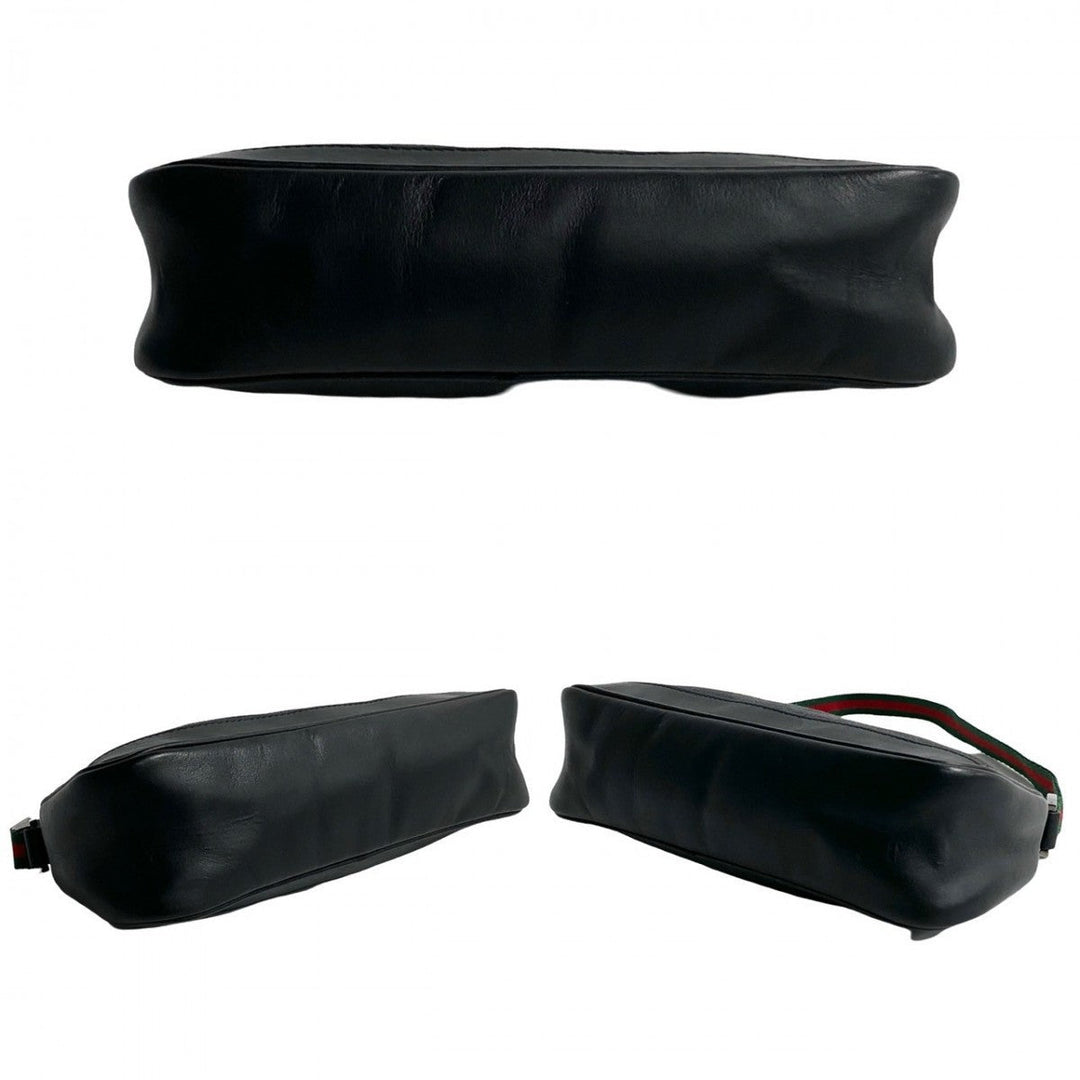 GUCCI Shoulder Bag leather black Sherry line