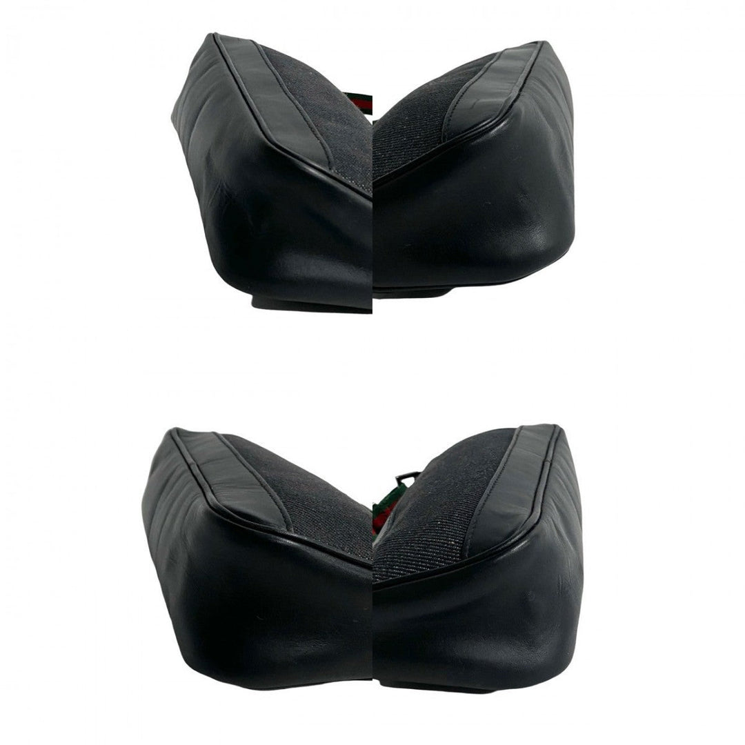GUCCI Shoulder Bag leather black Sherry line