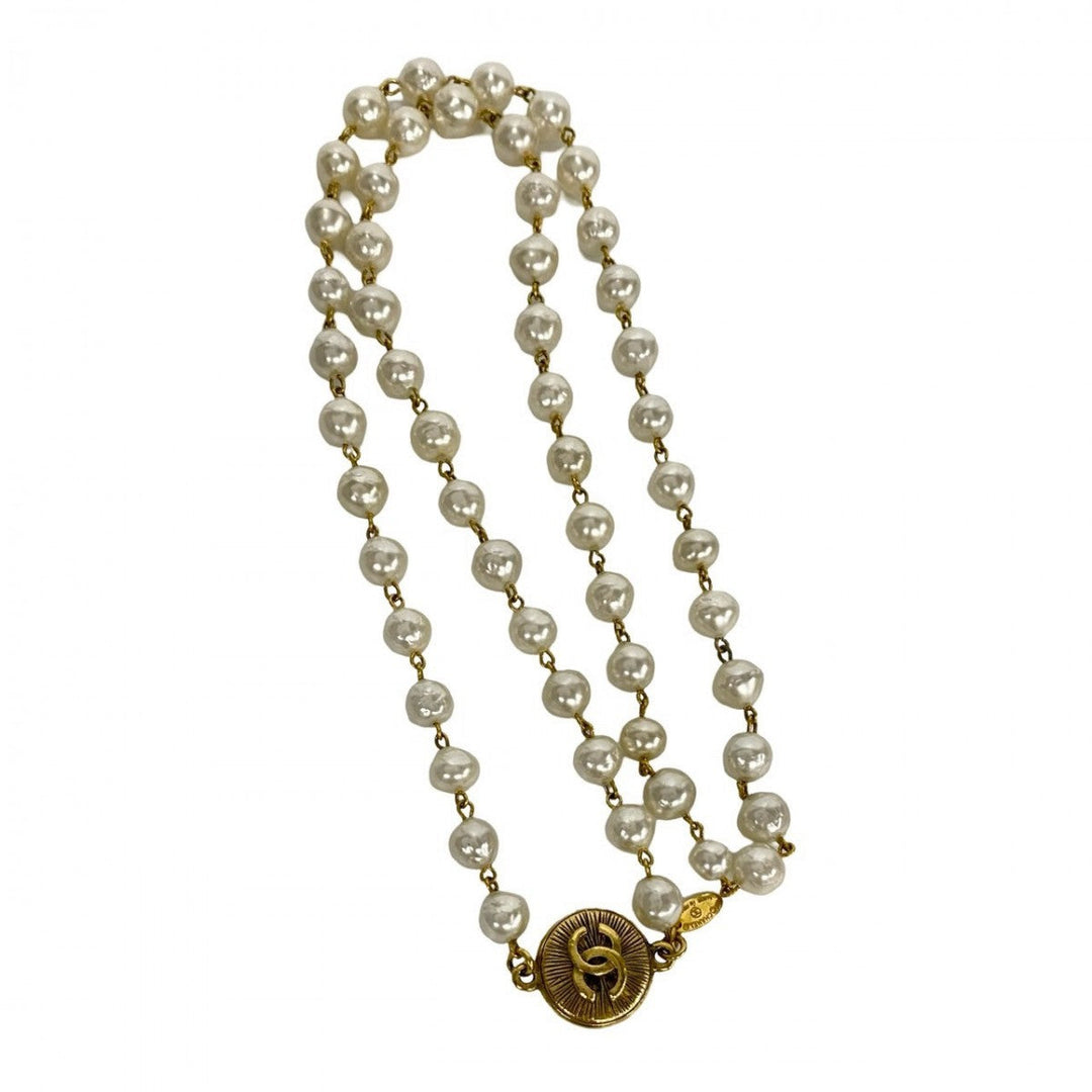 CHANEL Necklace Fake pearl white