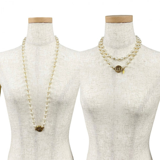 CHANEL Necklace Fake pearl white