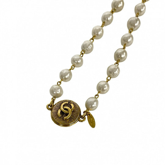 CHANEL Necklace Fake pearl white