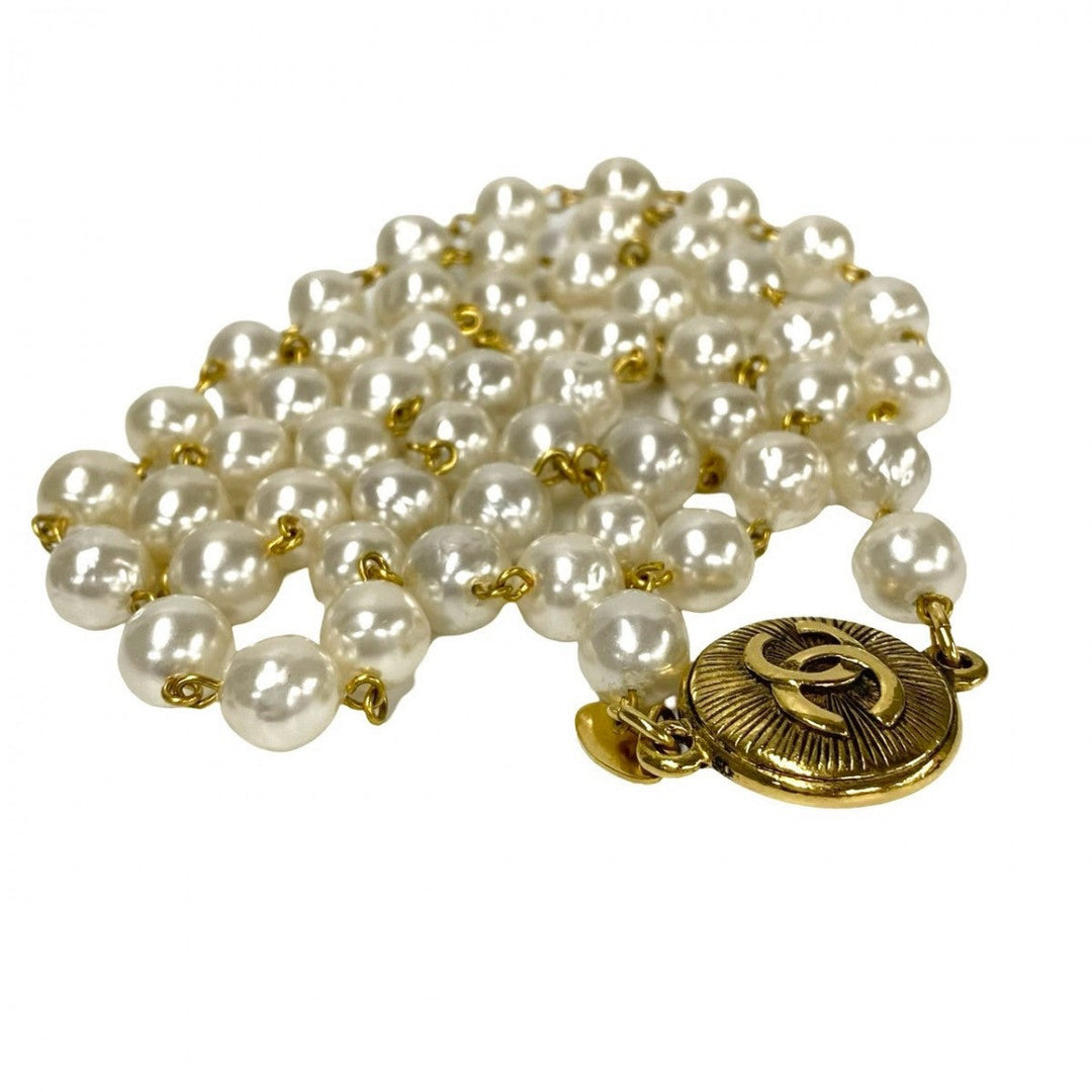 CHANEL Necklace Fake pearl white
