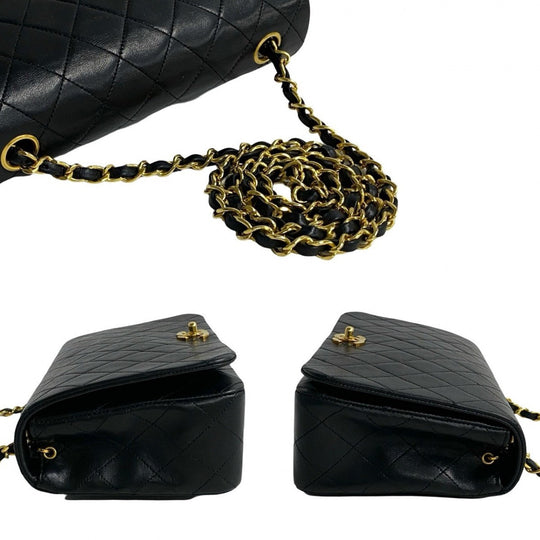 CHANEL Shoulder Bag lambskin black Matrasse