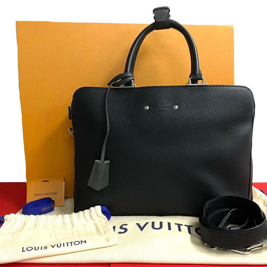LOUIS VUITTON Shoulder Bag leather black Armando Briefcase MM