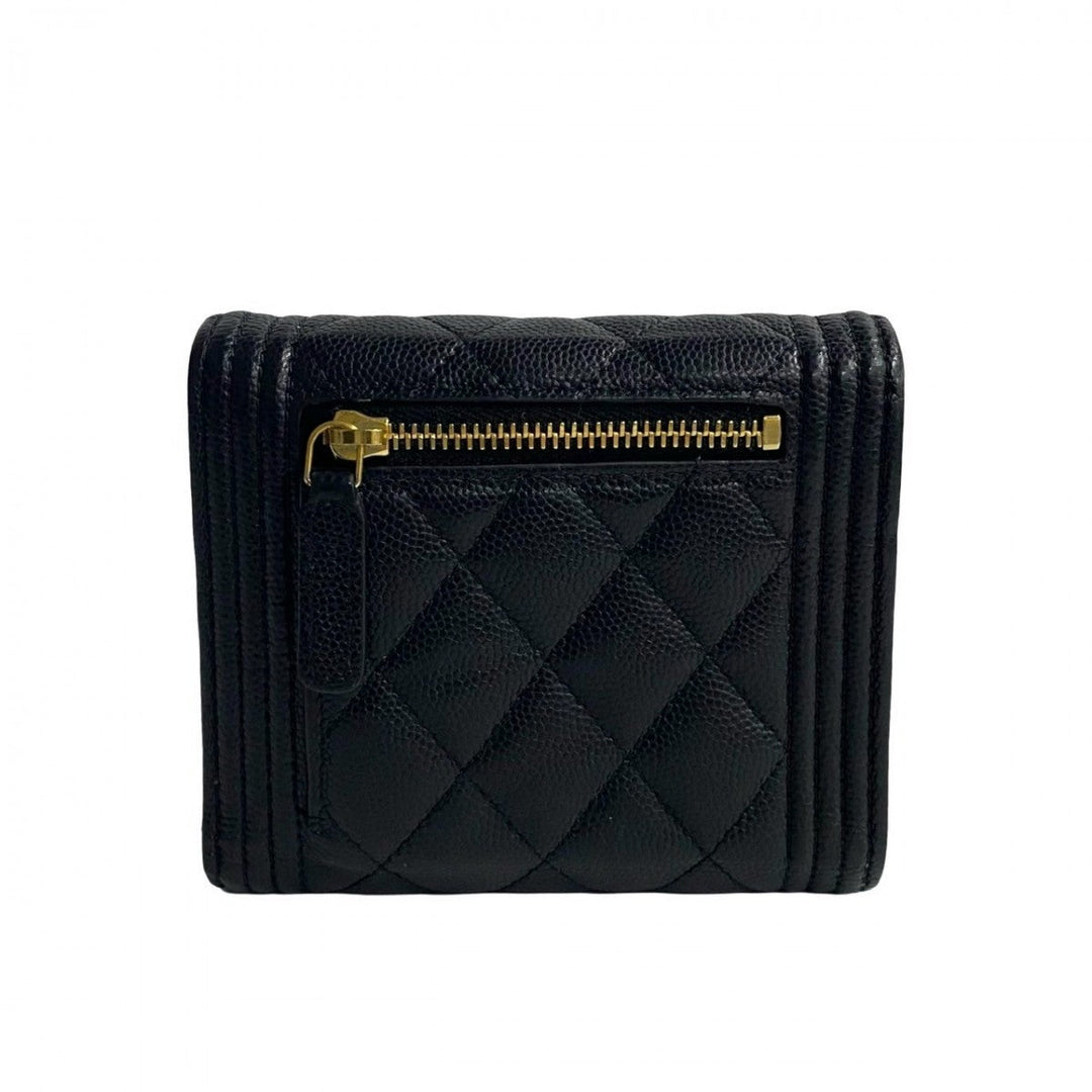 CHANEL Bifold Wallet leather black Boy chanel