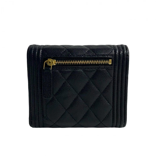 CHANEL Bifold Wallet leather black Boy chanel