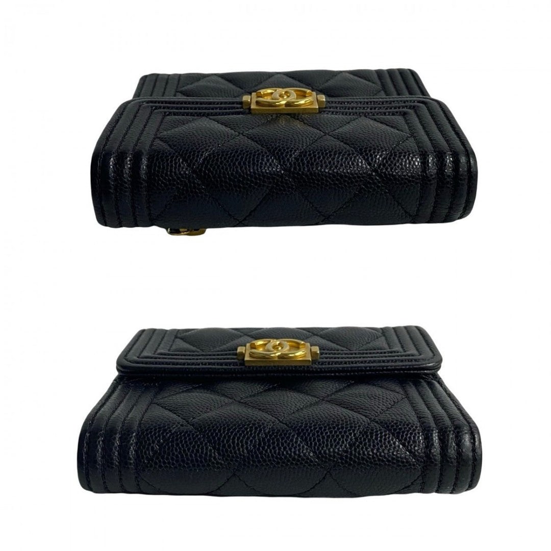 CHANEL Bifold Wallet leather black Boy chanel