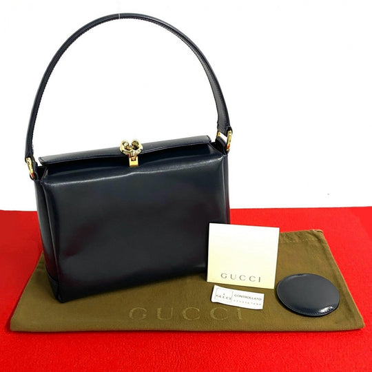 GUCCI Handbag Calfskin Navy