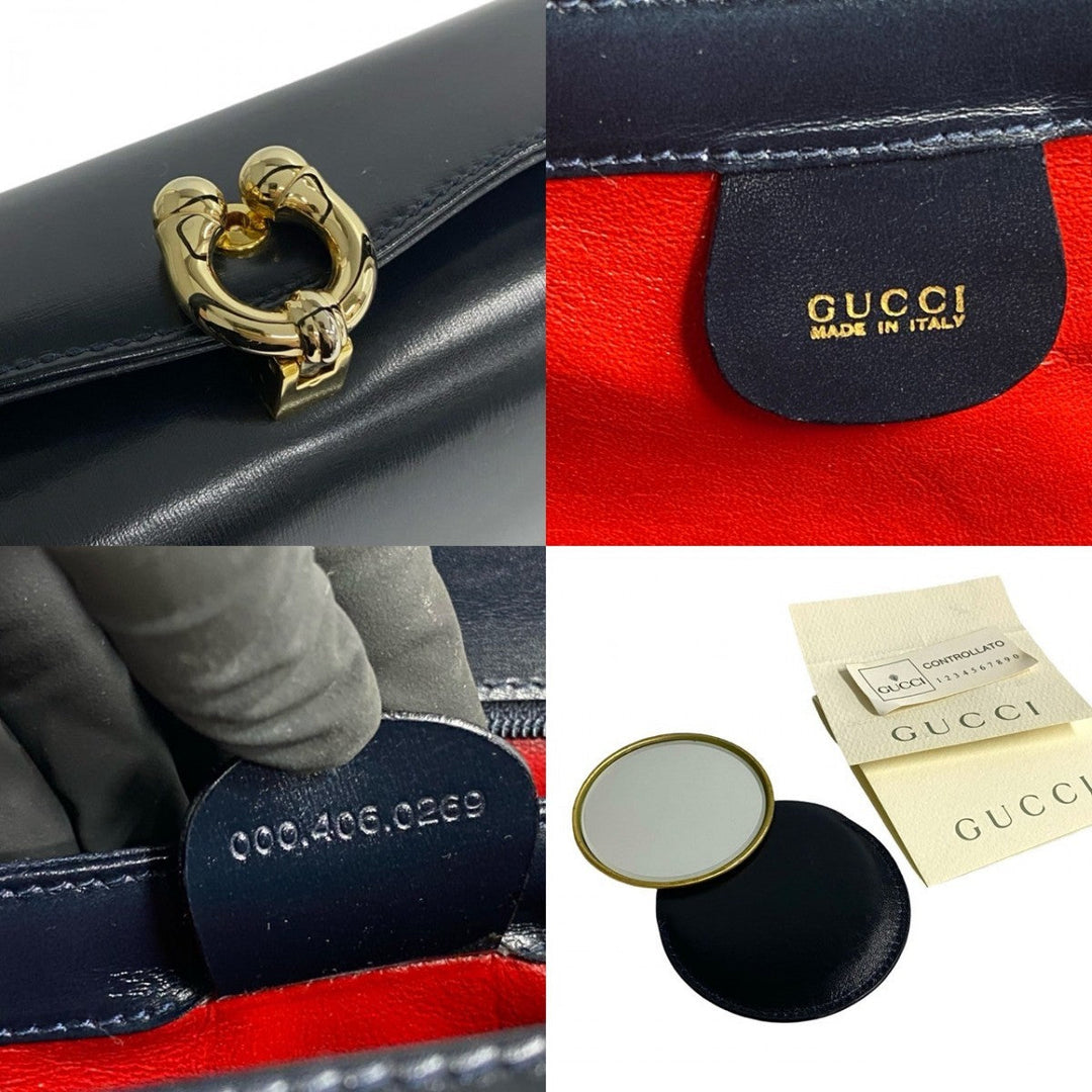 GUCCI Handbag Calfskin Navy