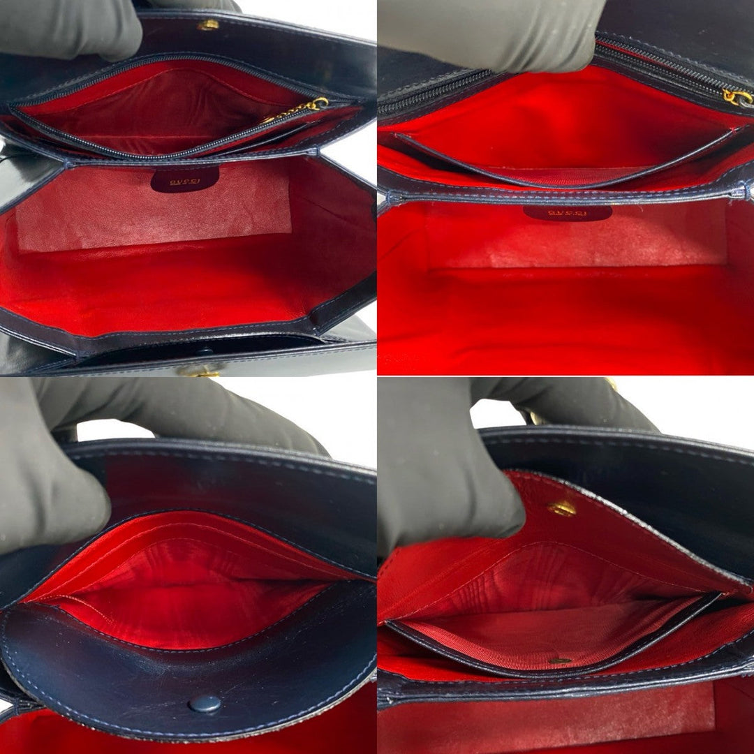 GUCCI Handbag Calfskin Navy