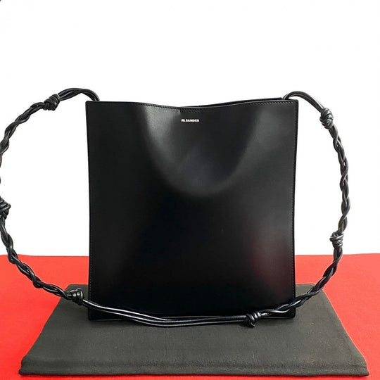 JIL SANDER Shoulder Bag leather black Tangle Medium
