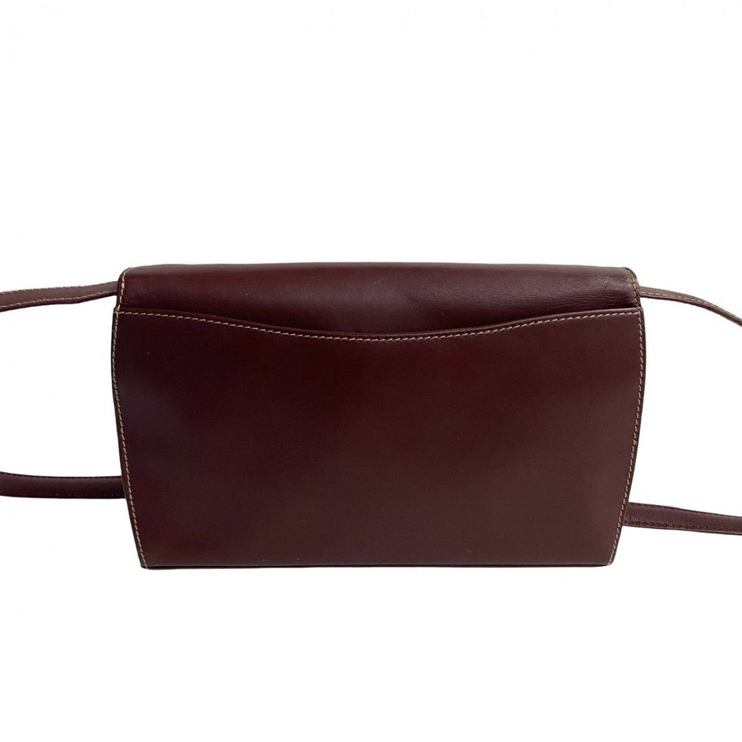 CARTIER Shoulder Bag leather wine-red Must Line