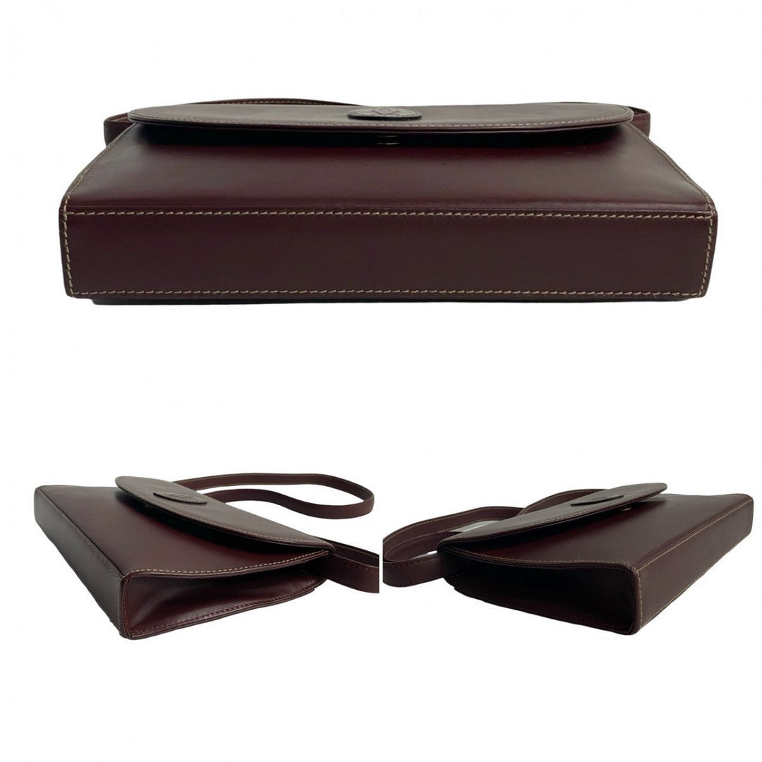 CARTIER Shoulder Bag leather wine-red Must Line
