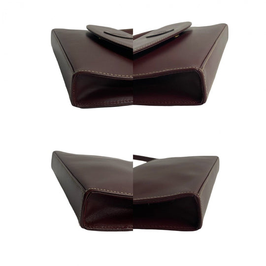 CARTIER Shoulder Bag leather wine-red Must Line