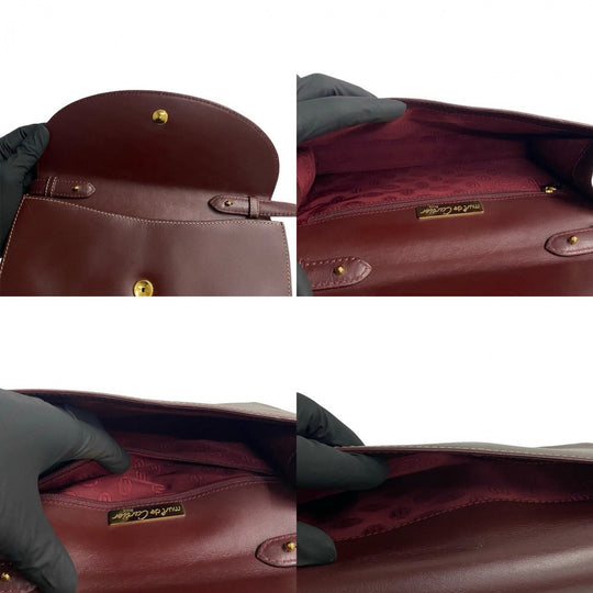 CARTIER Shoulder Bag leather wine-red Must Line
