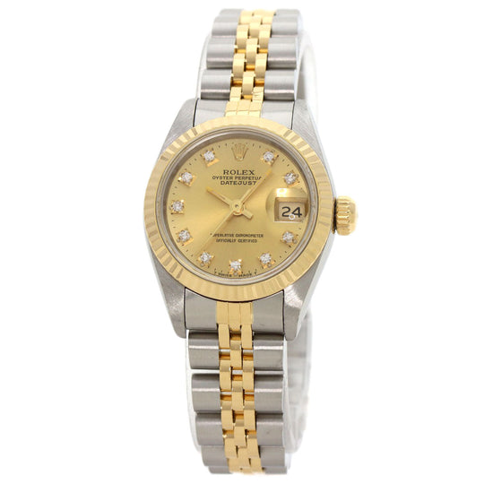 ROLEX Watches Mechanical Automatic 69173G Stainless Steel , SSxK18YG , K18YG gold Datejust 10P Diamond Champagne Gold dial Women Used Authentic