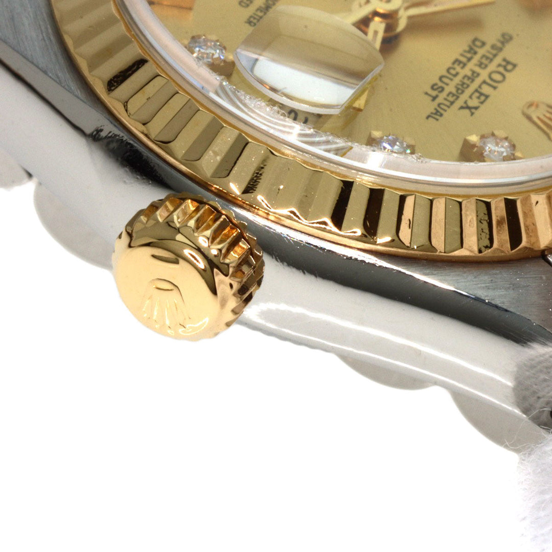ROLEX Watches Mechanical Automatic 69173G Stainless Steel , SSxK18YG , K18YG gold Datejust 10P Diamond Champagne Gold dial Women Used Authentic